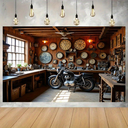 Premium Vintage Motorcycle Backdrop - Versatile Wall Decor for Any Occasion