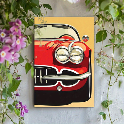 Frameless Vintage Red Car Canvas Art - Premium Wall Decor