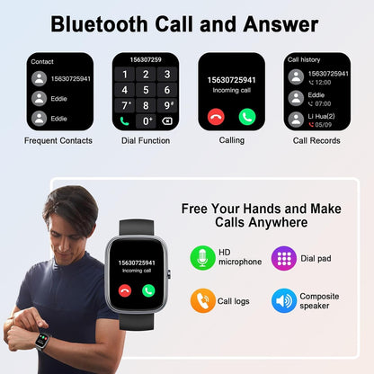 Premium Smartwatch: 4.65cm Touch Screen, Calls, 100+ Sports Modes, Pedometer, Calorie Tracker, Android & iOS Compatible
