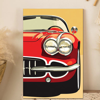Frameless Vintage Red Car Canvas Art - Premium Wall Decor