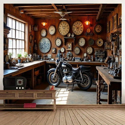 Premium Vintage Motorcycle Backdrop - Versatile Wall Decor for Any Occasion